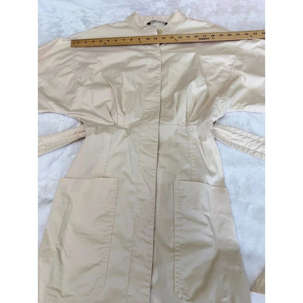 Zara Blush Cotton Oversized Midi Dolman Sleeve Belted Shirt Dress Sz S
